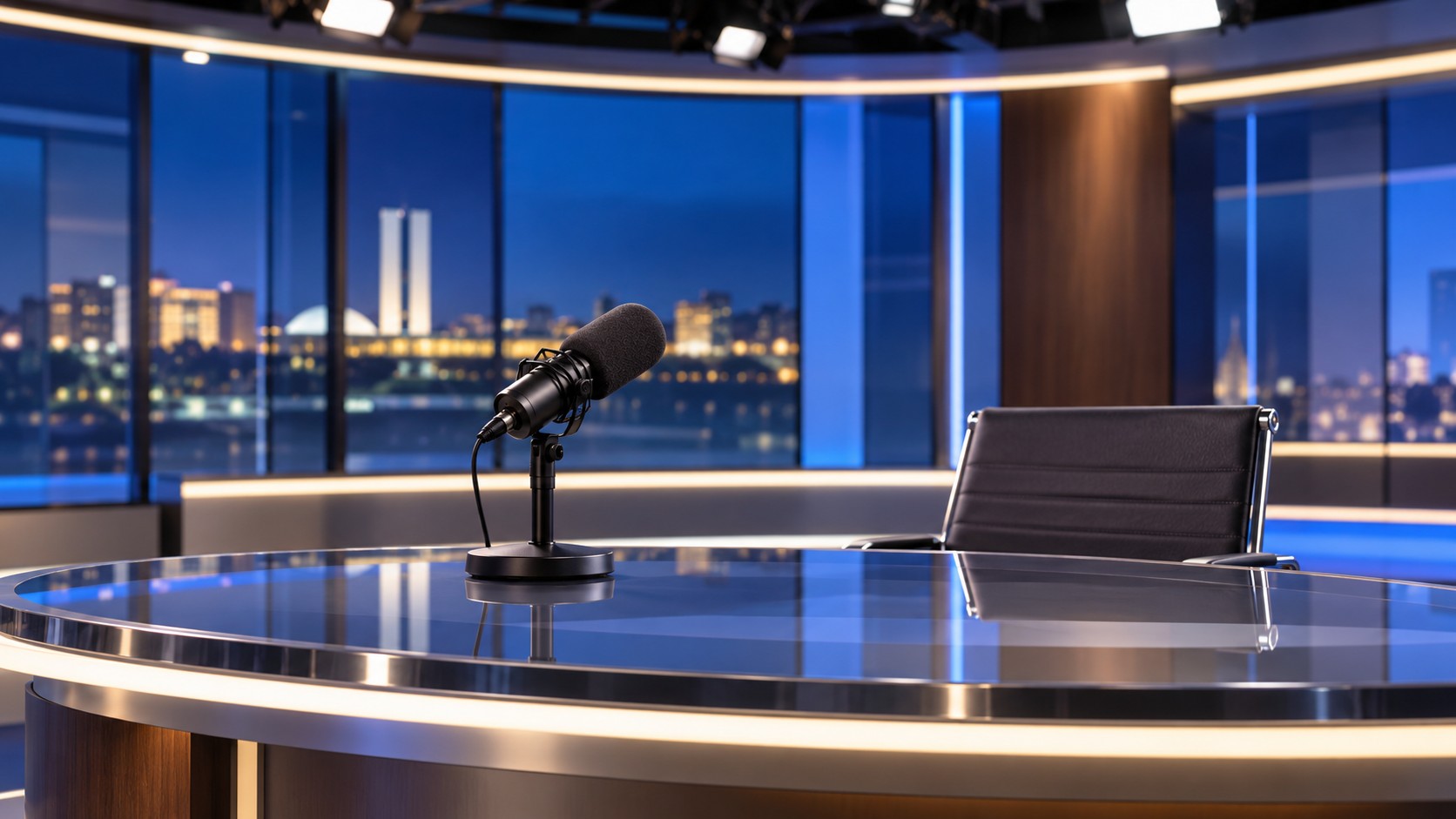 Estudio-de-Noticias-com-Microfone-e-Cidade-Noturna